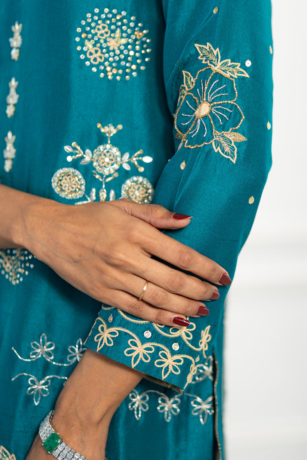 Wahaj M Khan | Lra Eid Collection 26 | Turquoise Rawsilk Lyra JS, image 5