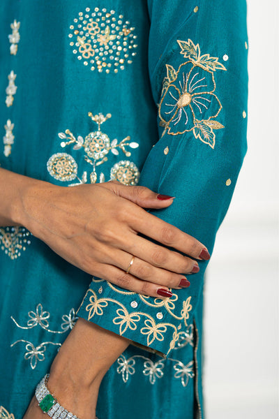 Wahaj M Khan | Lra Eid Collection 26 | Turquoise Rawsilk Lyra JS