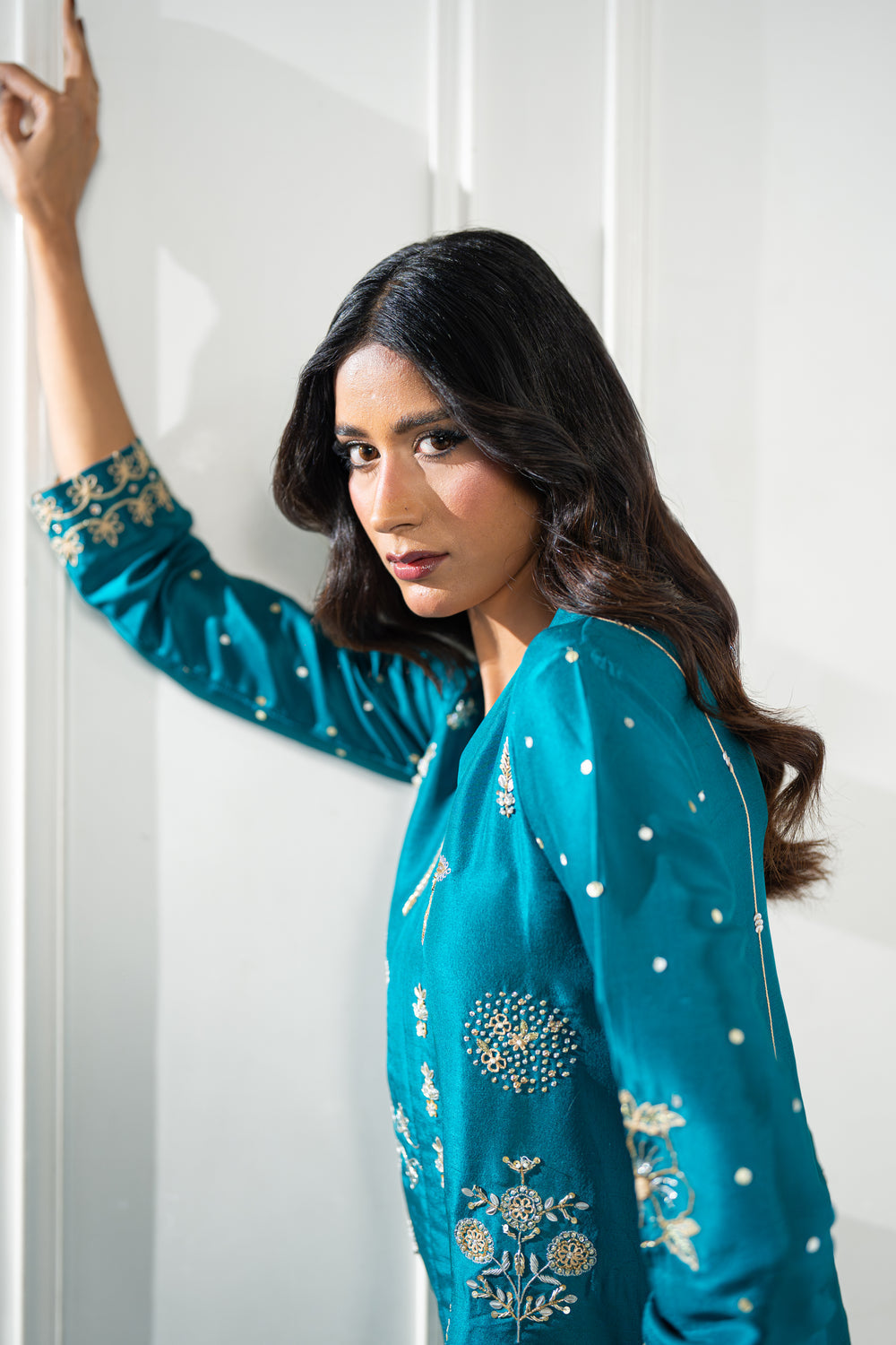 Wahaj M Khan | Lra Eid Collection 26 | Turquoise Rawsilk Lyra JS, image 6