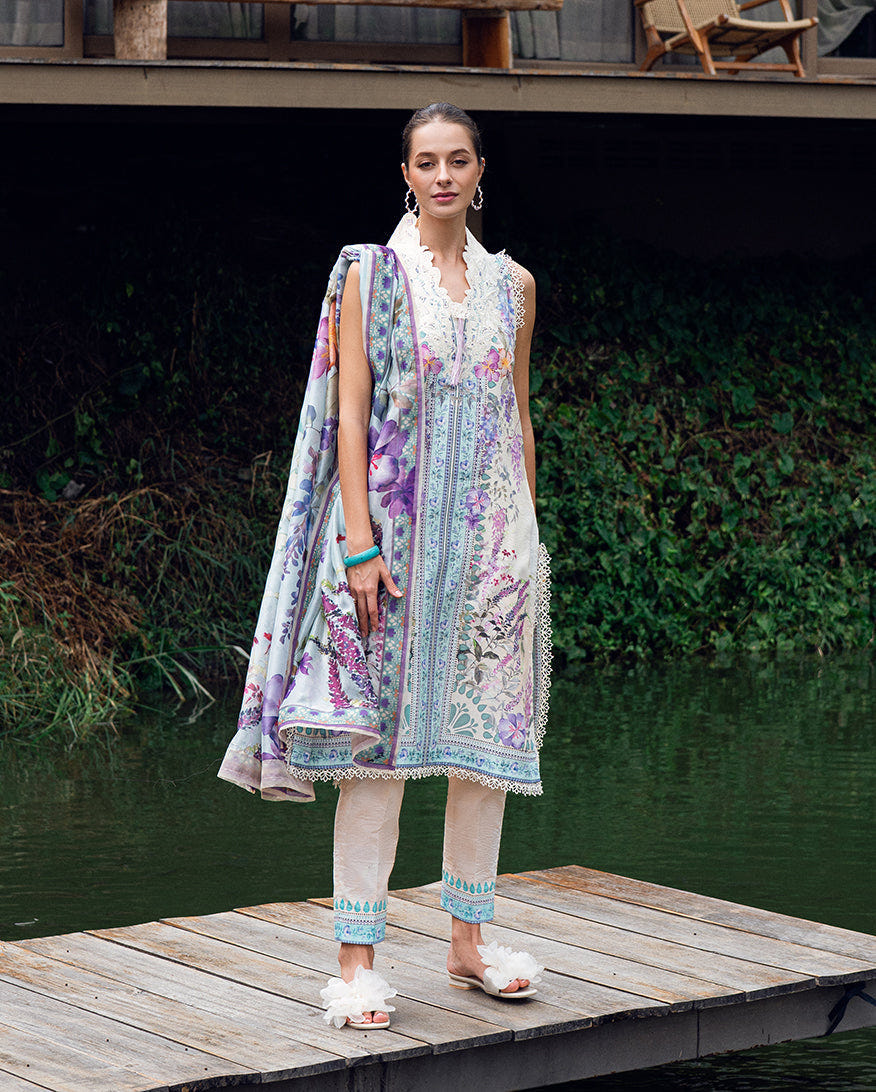 Roheenaz | Garden Veal Printed Lawn 25 | Bloom Glimmer -  Roheenaz Ladies Clothes - Original Designer Dress - House of Maryam