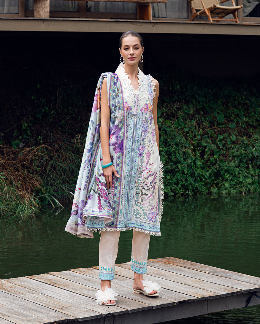 Roheenaz | Garden Veal Printed Lawn 25 | Bloom Glimmer -  Roheenaz Ladies Clothes - Original Designer Dress - House of Maryam