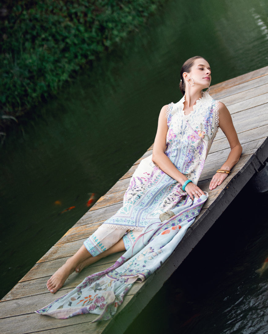 Roheenaz | Garden Veal Printed Lawn 25 | Bloom Glimmer -  Roheenaz Ladies Clothes - Original Designer Dress - House of Maryam