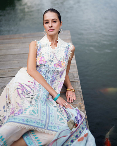 Roheenaz | Garden Veal Printed Lawn 25 | Bloom Glimmer -  Roheenaz Ladies Clothes - Original Designer Dress - House of Maryam