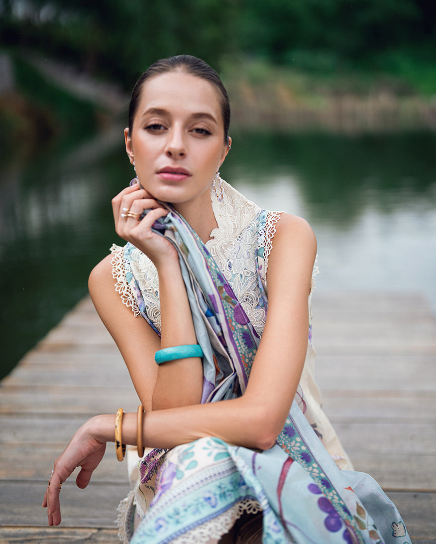 Roheenaz | Garden Veal Printed Lawn 25 | Bloom Glimmer -  Roheenaz Ladies Clothes - Original Designer Dress - House of Maryam