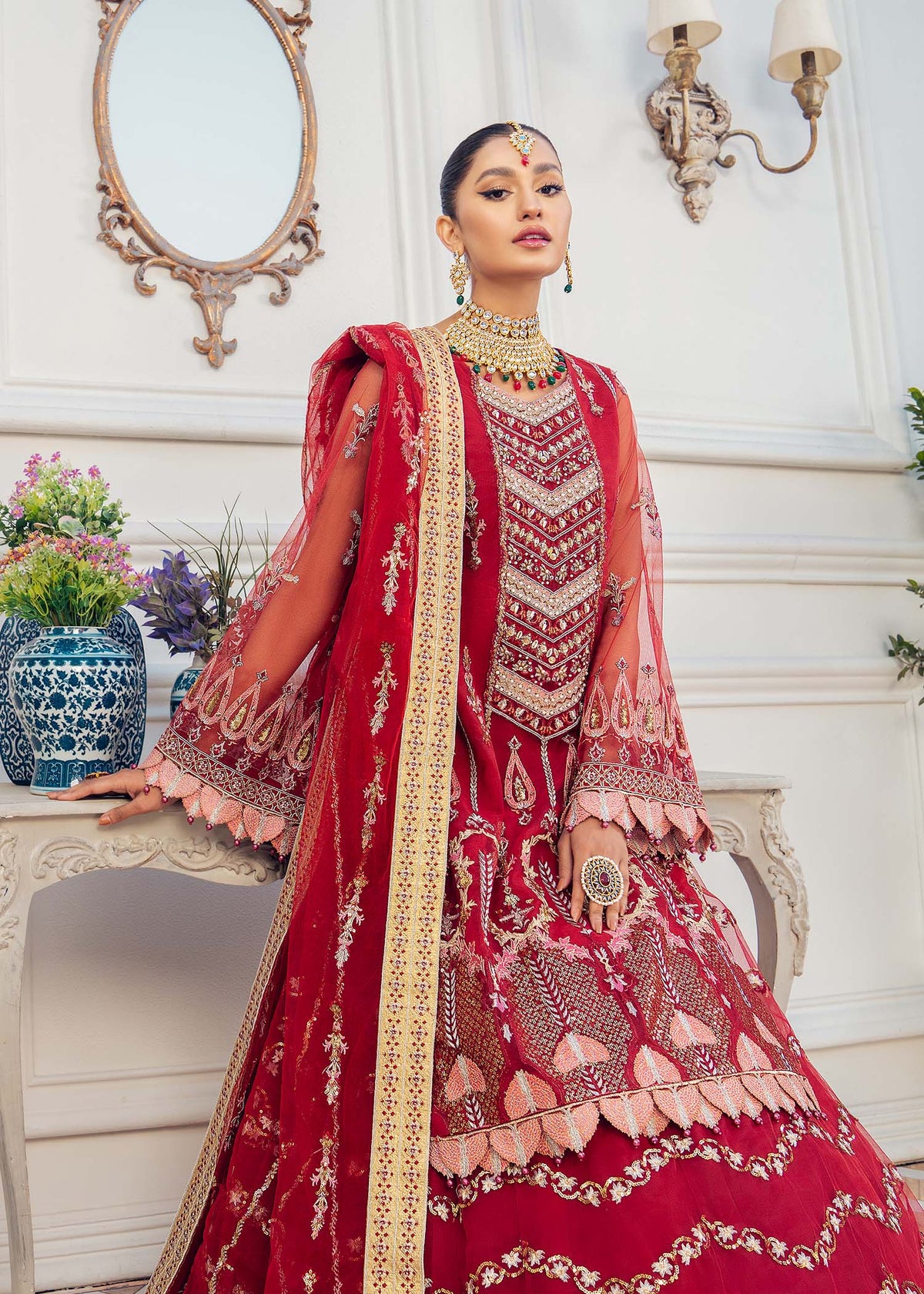 Akbar Aslam Carnelian net shirt and lehenga, photo 3