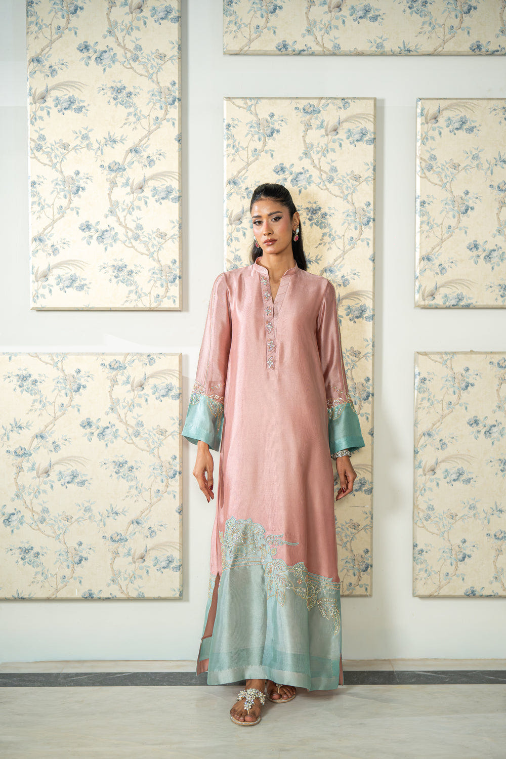 Wahaj M Khan | Lra Eid Collection 26 | Pink Ferozi Kaftan Suit