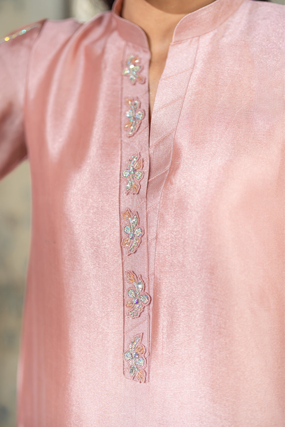 Wahaj M Khan | Lra Eid Collection 26 | Pink Ferozi Kaftan Suit, image 5