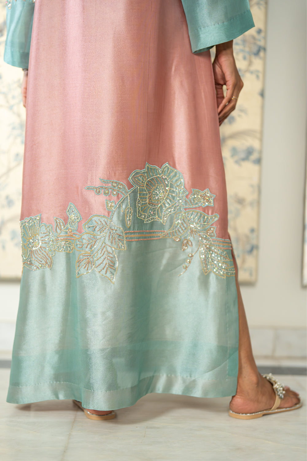 Wahaj M Khan | Lra Eid Collection 26 | Pink Ferozi Kaftan Suit, image 6