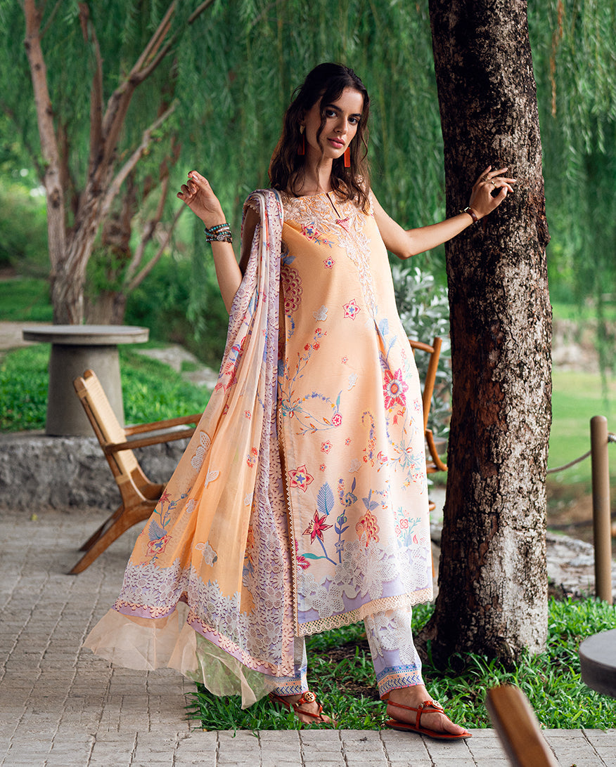 Roheenaz | Garden Veal Printed Lawn 25 | Coral Whim -  Roheenaz Ladies Clothes - Original Designer Dress - House of Maryam