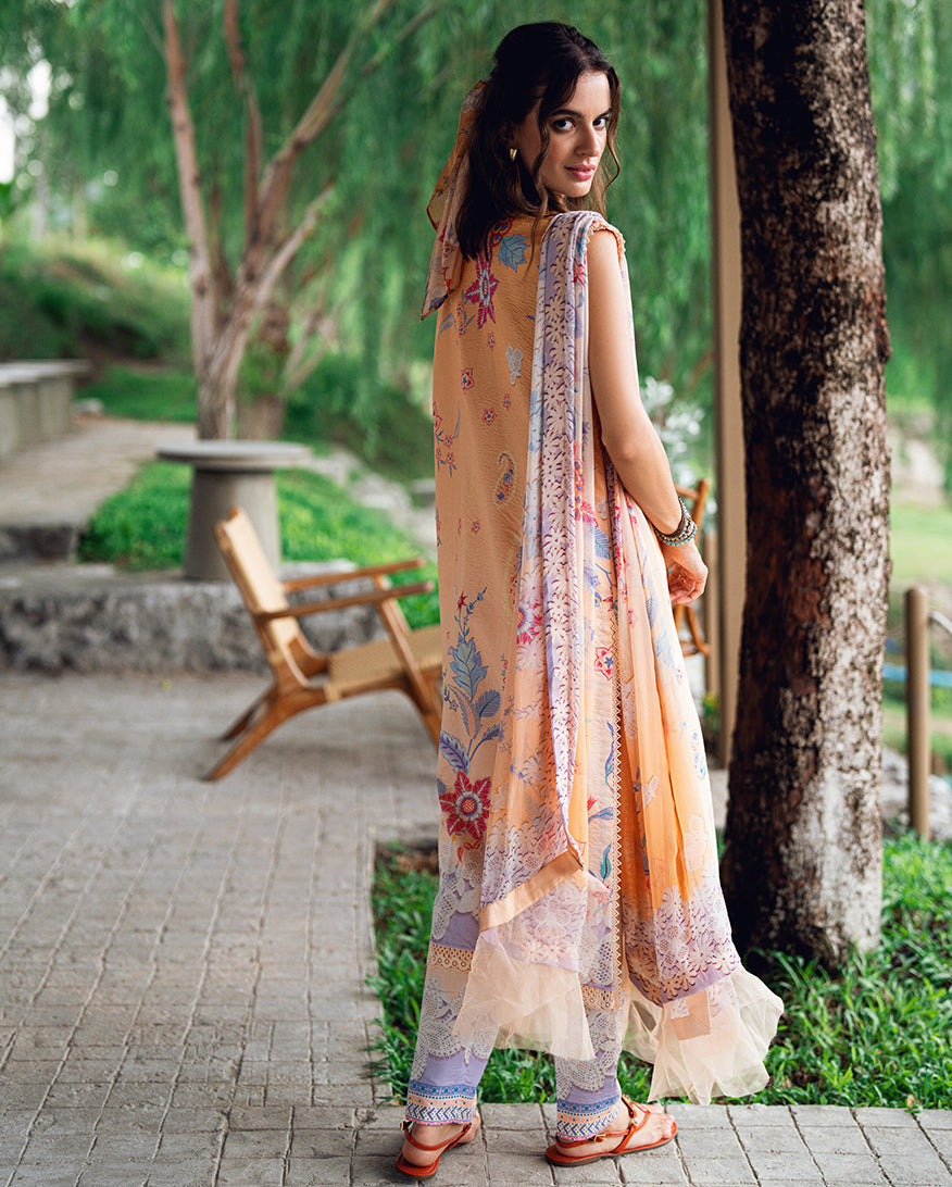 Roheenaz | Garden Veal Printed Lawn 25 | Coral Whim -  Roheenaz Ladies Clothes - Original Designer Dress - House of Maryam