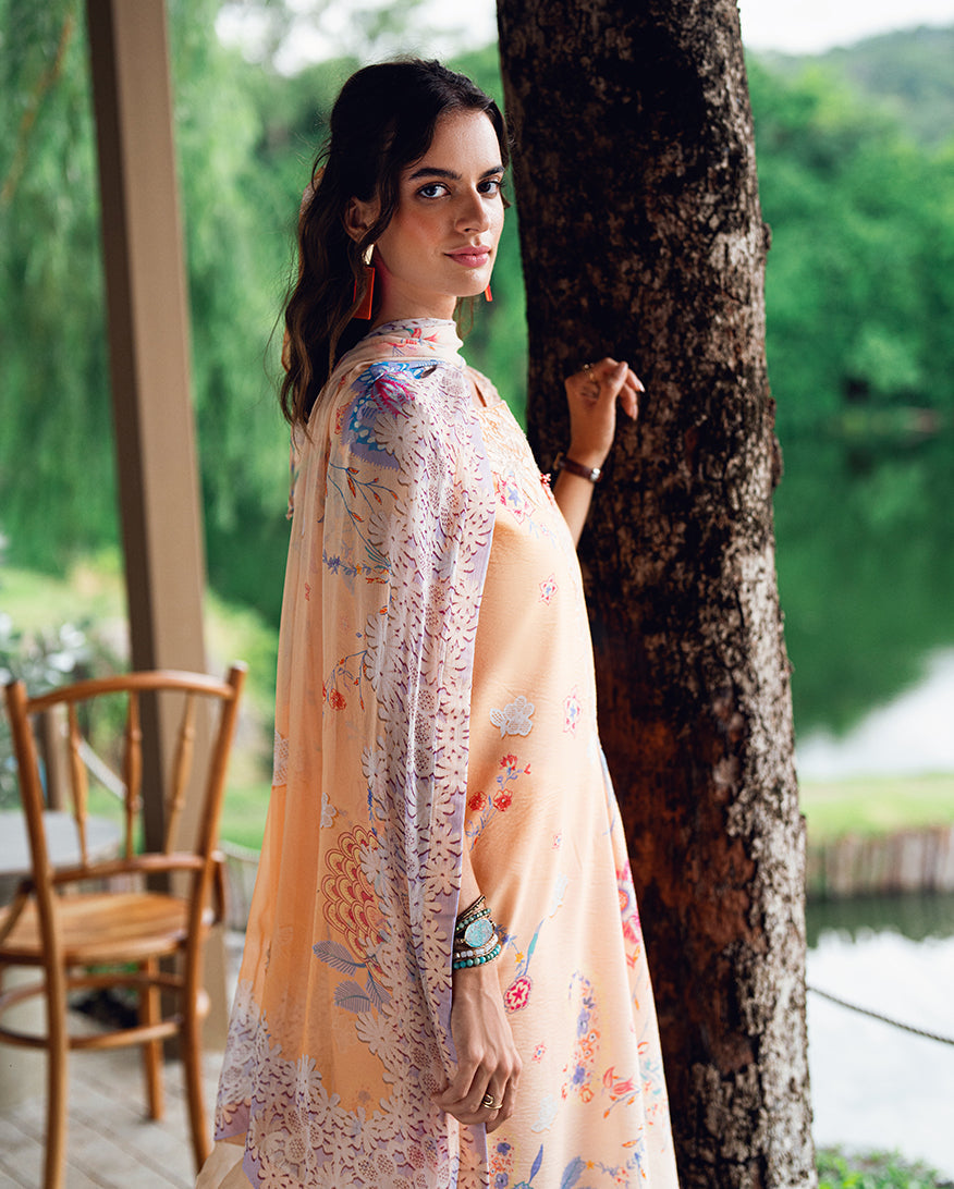 Roheenaz | Garden Veal Printed Lawn 25 | Coral Whim -  Roheenaz Ladies Clothes - Original Designer Dress - House of Maryam