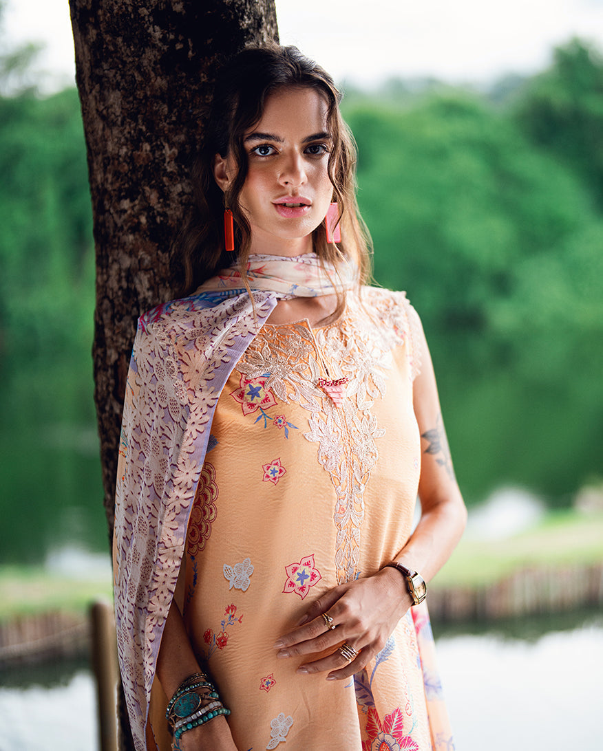 Roheenaz | Garden Veal Printed Lawn 25 | Coral Whim -  Roheenaz Ladies Clothes - Original Designer Dress - House of Maryam