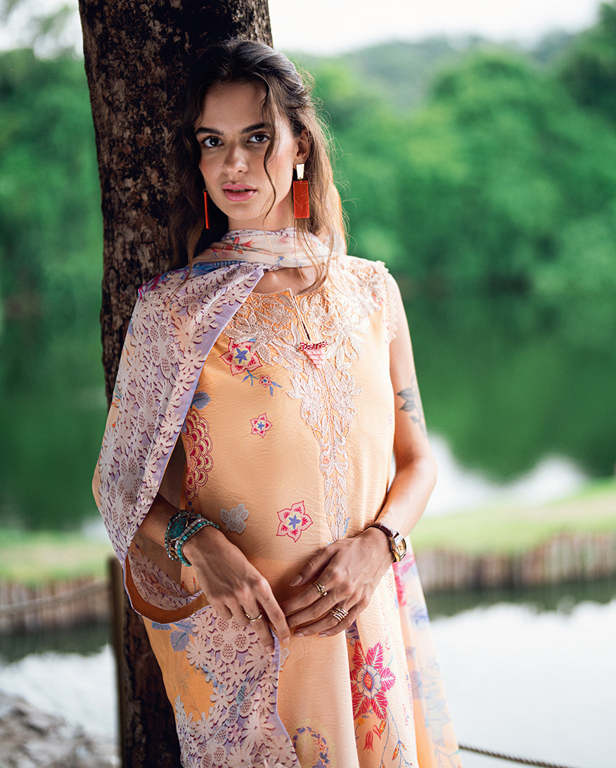 Roheenaz | Garden Veal Printed Lawn 25 | Coral Whim -  Roheenaz Ladies Clothes - Original Designer Dress - House of Maryam