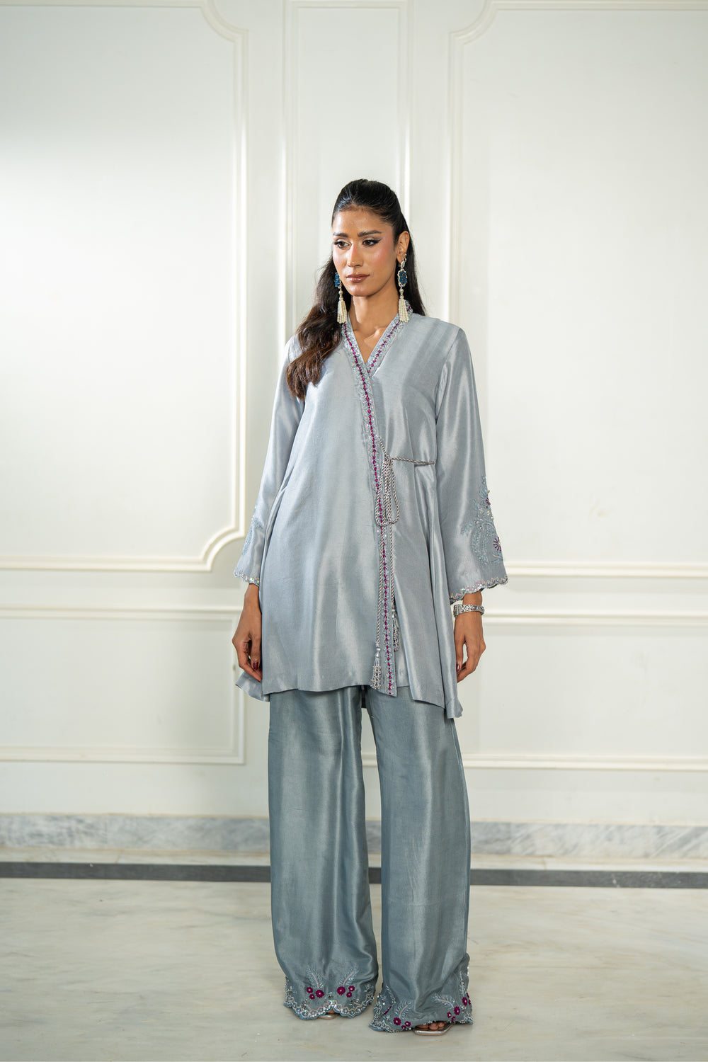 Wahaj M Khan | Lra Eid Collection 26 | Grey Rawsilk Wrap, image 6