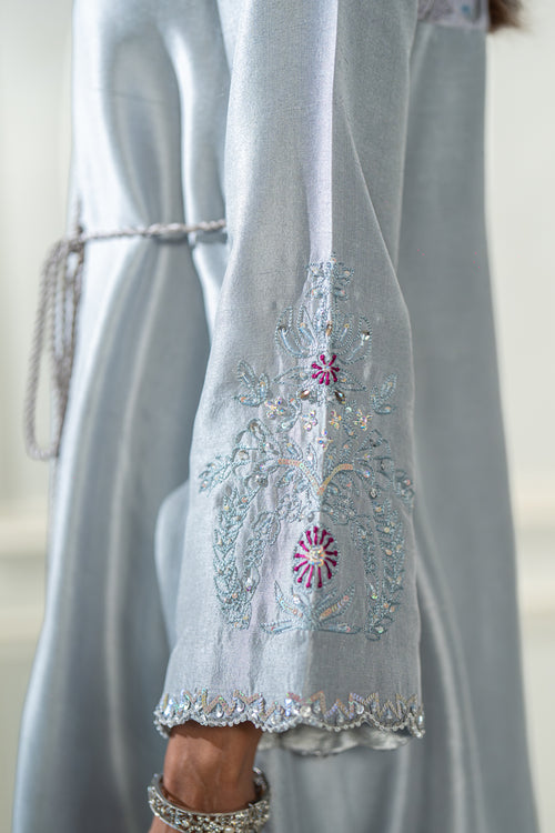 Wahaj M Khan | Lra Eid Collection 26 | Grey Rawsilk Wrap, image 4