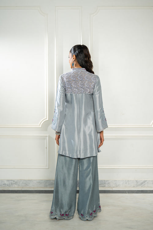 Wahaj M Khan | Lra Eid Collection 26 | Grey Rawsilk Wrap, image 2