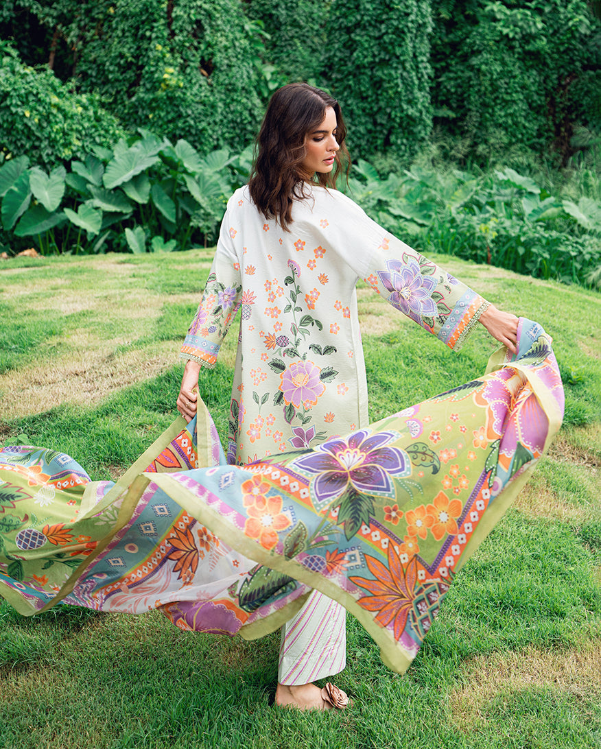 Roheenaz | Garden Veal Printed Lawn 25 | Melon Muse -  Roheenaz Ladies Clothes - Original Designer Dress - House of Maryam