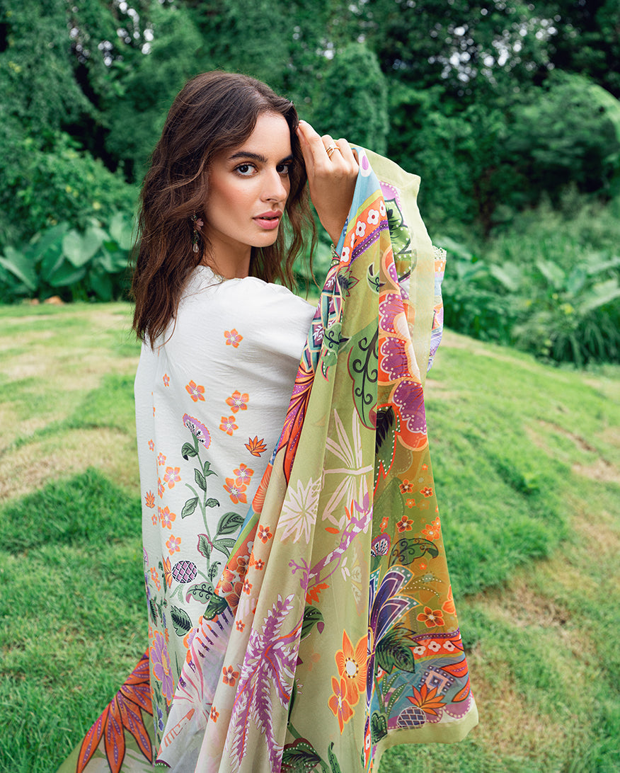 Roheenaz | Garden Veal Printed Lawn 25 | Melon Muse -  Roheenaz Ladies Clothes - Original Designer Dress - House of Maryam