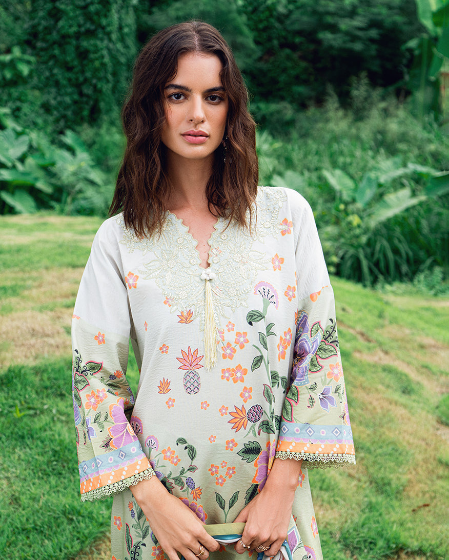 Roheenaz | Garden Veal Printed Lawn 25 | Melon Muse -  Roheenaz Ladies Clothes - Original Designer Dress - House of Maryam