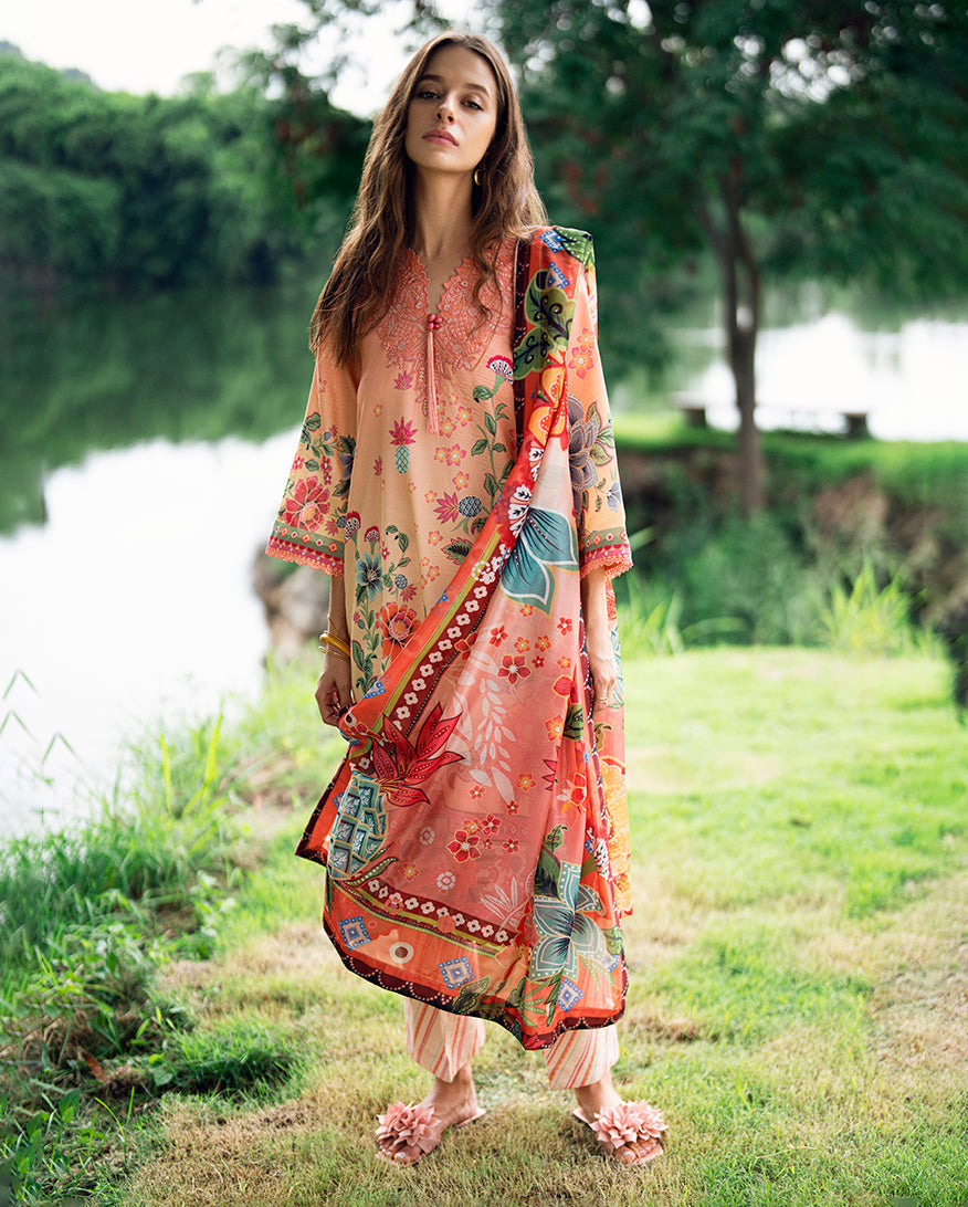 Roheenaz | Garden Veal Printed Lawn 25 | Petal Glaze -  Roheenaz Ladies Clothes - Original Designer Dress - House of Maryam