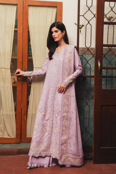 Afrozeh GUL Misri blush lilac jacquard lawn suit