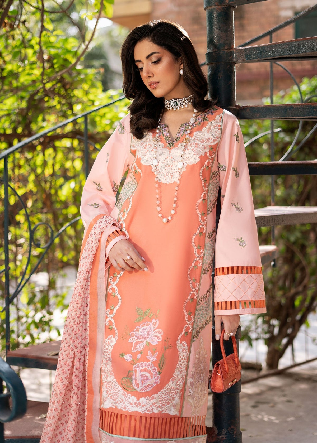 Fozia Khalid | Blossom Festive Lawn 25 | Zinnia -  Fozia Khalid Ladies Clothes - Original Designer Dress - House of Maryam