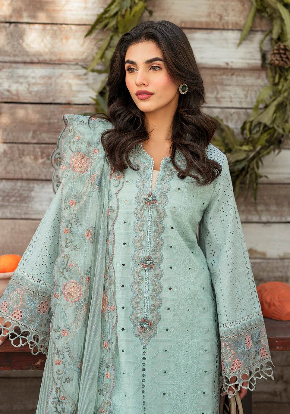 Zarqash | Belle Ame 24 | BL 009 BLEU VERT by Designer Zarqash - House of Maryam - Pakistani Designer Ethnic Wear in {{ shop.shopifyCountryName }}