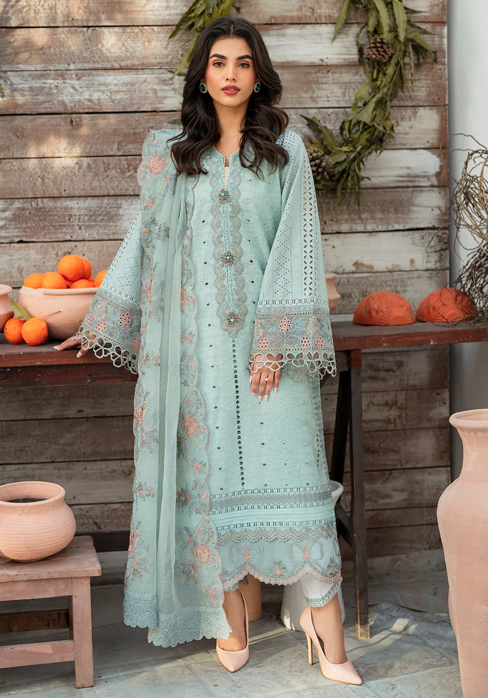 Zarqash | Belle Ame 24 | BL 009 BLEU VERT by Designer Zarqash - House of Maryam - Pakistani Designer Ethnic Wear in {{ shop.shopifyCountryName }}