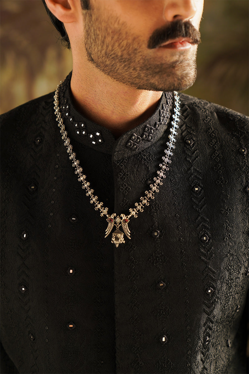 Republic By Omar Farooq | Sherwani Couture | "Dar" Black Embroidered Sherwani -  Republic by Omar Farooq SHERWANI COUTURE - Original Designer Dress - House of Maryam