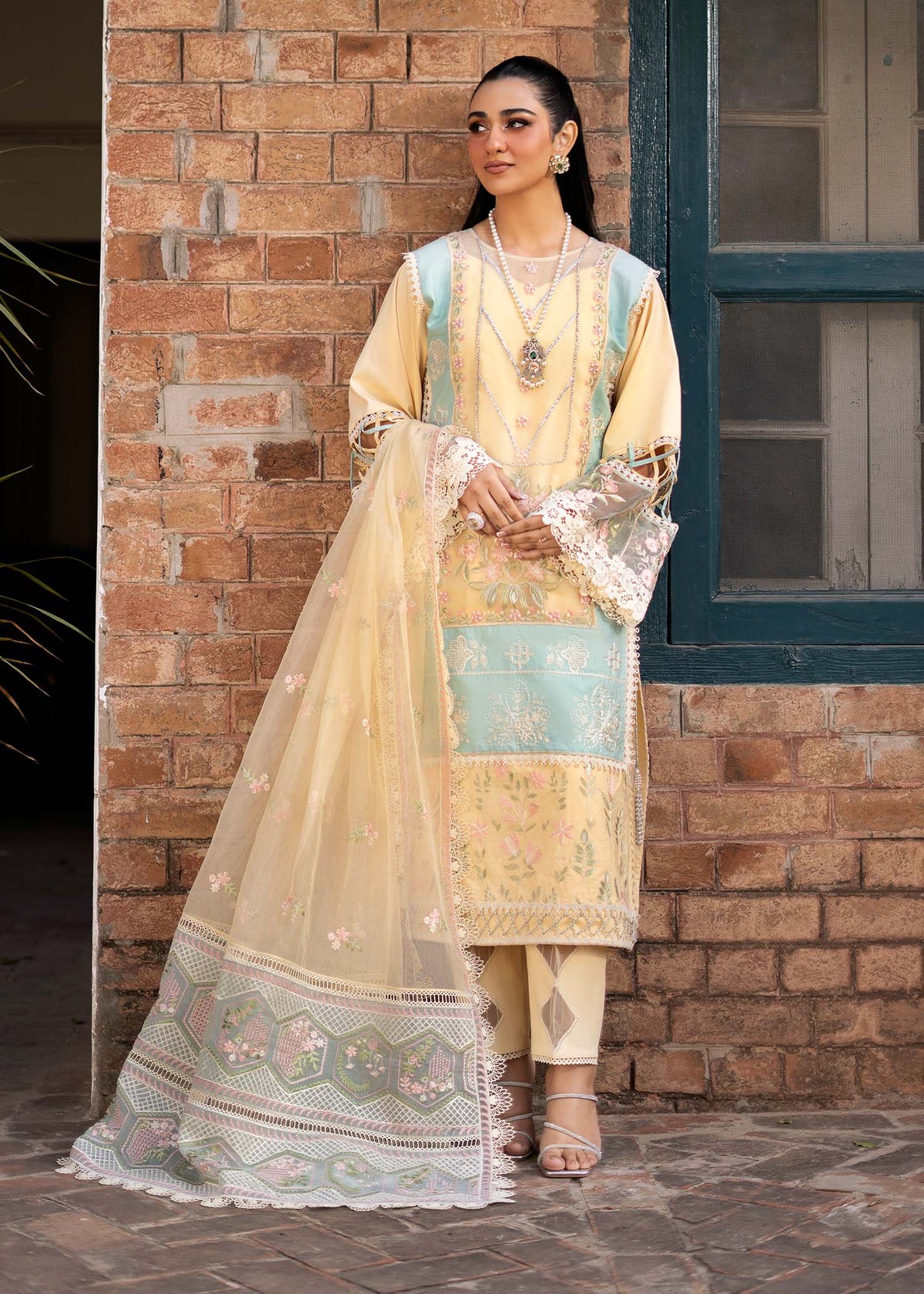 Fozia Khalid | Blossom Festive Lawn 25 | Primrose -  Fozia Khalid Ladies Clothes - Original Designer Dress - House of Maryam