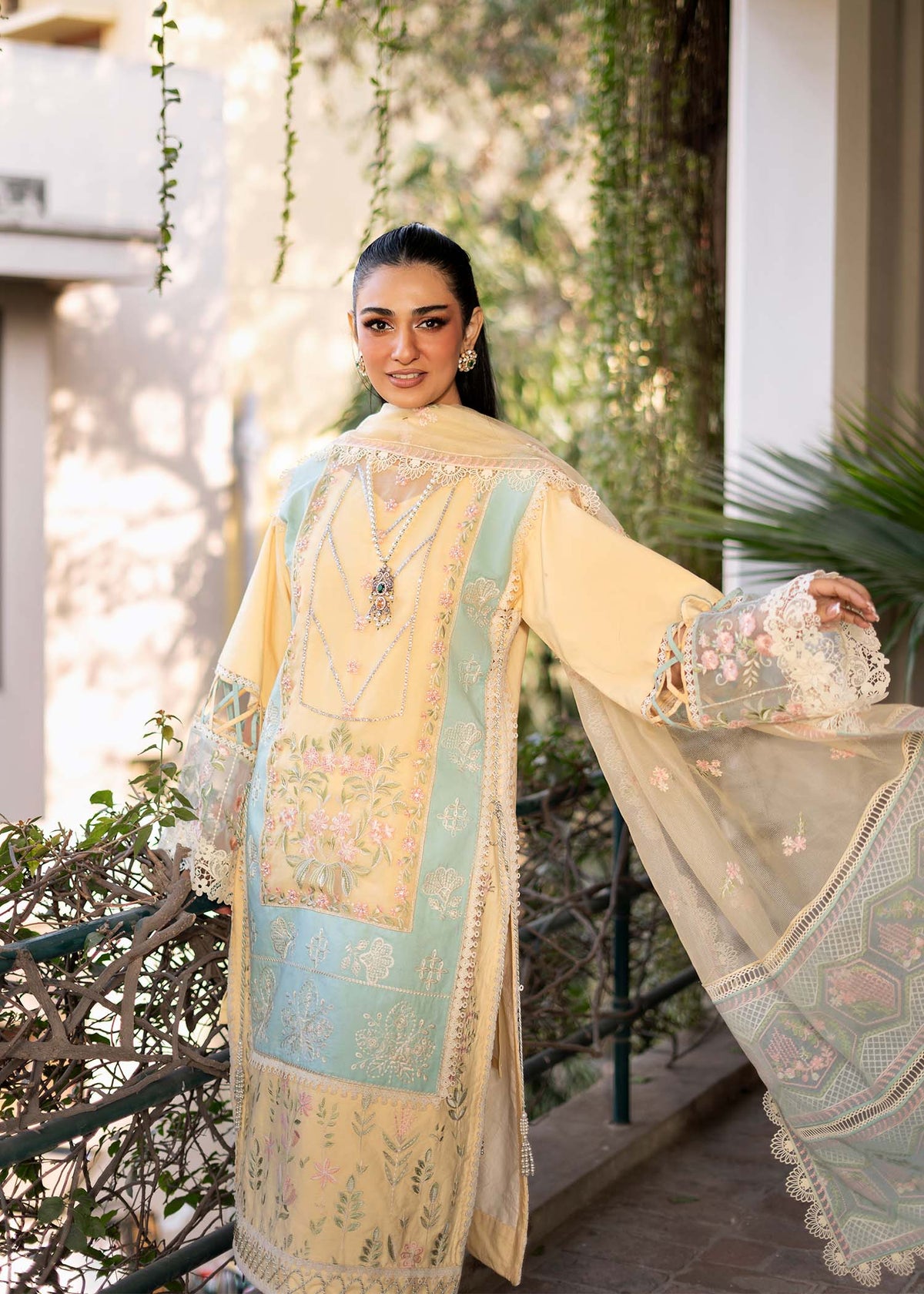 Fozia Khalid | Blossom Festive Lawn 25 | Primrose -  Fozia Khalid Ladies Clothes - Original Designer Dress - House of Maryam