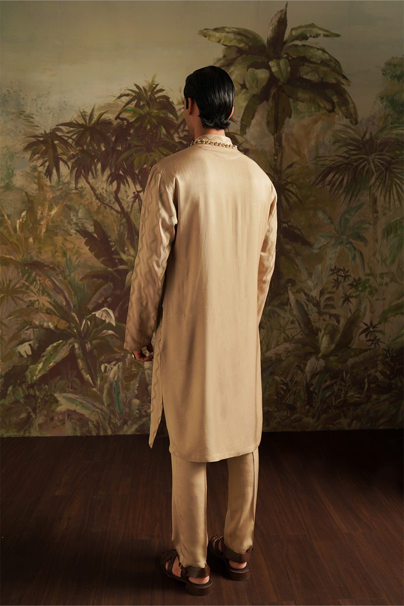 Republic By Omar Farooq | Luxury Rtw | "Wasif" Gold Embroidered Kurta Pajama -  Republic by Omar Farooq Luxury RTW - Original Designer Dress - House of Maryam