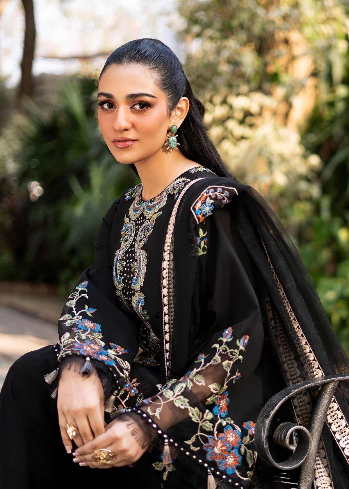 Fozia Khalid | Blossom Festive Lawn 25 | Black viola -  Fozia Khalid Ladies Clothes - Original Designer Dress - House of Maryam