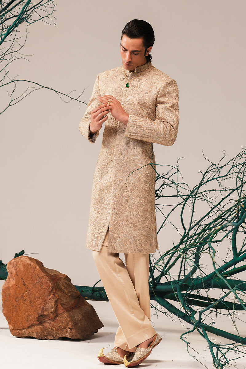 Republic By Omar Farooq | Sherwani Couture | 'Aleem' Hand Embroidered Sherwani -  Republic by Omar Farooq SHERWANI COUTURE - Original Designer Dress - House of Maryam