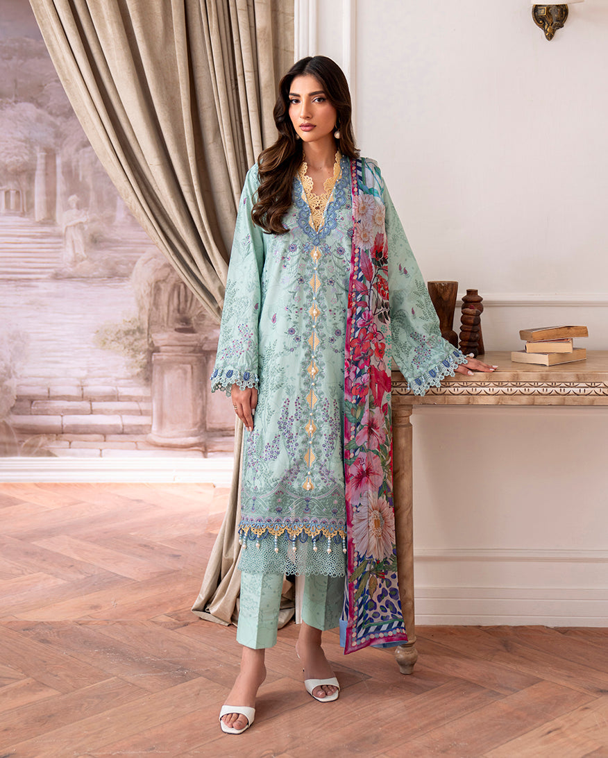 Roheenaz | Aezel Embroidered Cambric | Avira -  Roheenaz Ladies Clothes - Original Designer Dress - House of Maryam