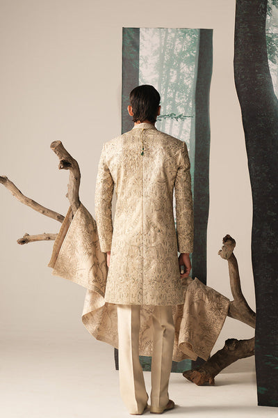 Republic By Omar Farooq | Sherwani Couture | 'Rustam' Ivory Hand Embroidered Sherwani -  Republic by Omar Farooq SHERWANI COUTURE - Original Designer Dress - House of Maryam
