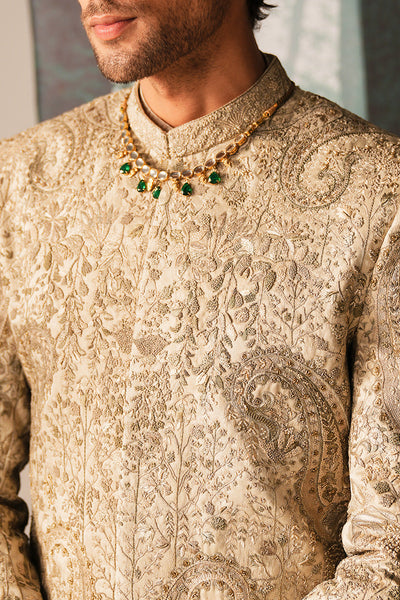 Republic By Omar Farooq | Sherwani Couture | 'Rustam' Ivory Hand Embroidered Sherwani -  Republic by Omar Farooq SHERWANI COUTURE - Original Designer Dress - House of Maryam