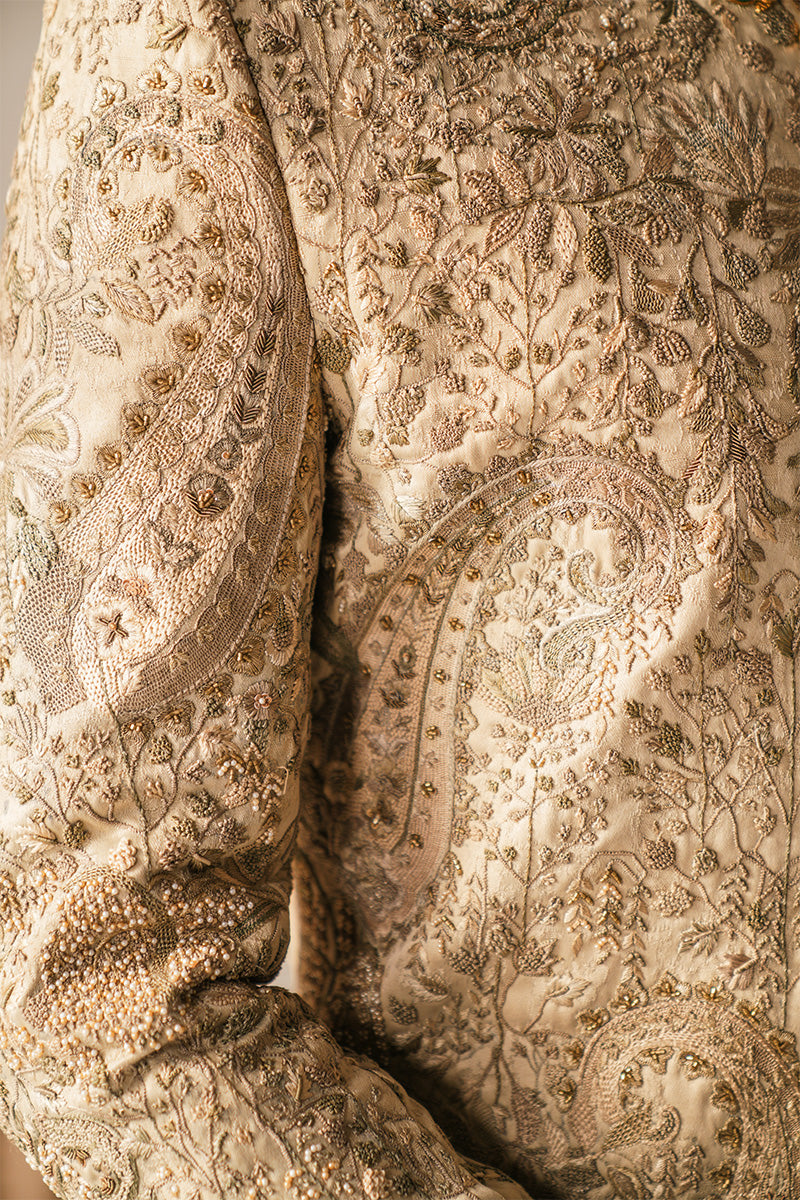Republic By Omar Farooq | Sherwani Couture | 'Rustam' Ivory Hand Embroidered Sherwani -  Republic by Omar Farooq SHERWANI COUTURE - Original Designer Dress - House of Maryam