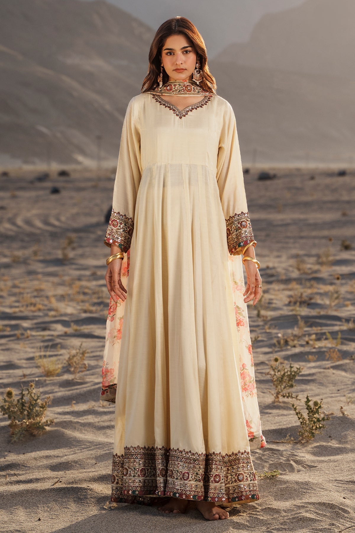 Charizma | Festive Pret | 3 Pcs Stitched Raw Silk Pishwas CMA-6-430-OFF WHITE
