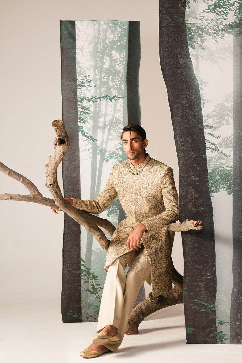 Republic By Omar Farooq | Sherwani Couture | 'Rustam' Ivory Hand Embroidered Sherwani -  Republic by Omar Farooq SHERWANI COUTURE - Original Designer Dress - House of Maryam