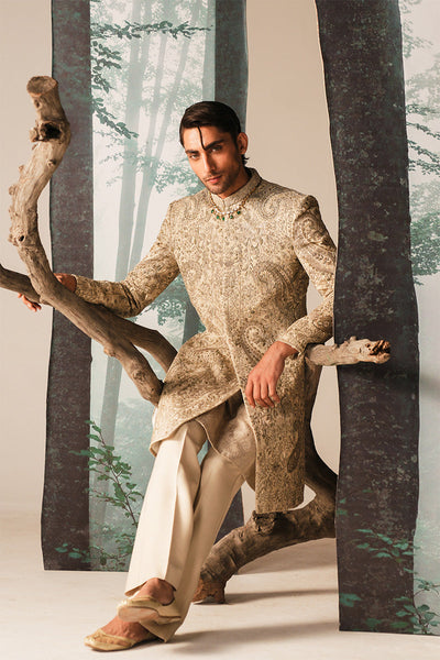 Republic By Omar Farooq | Sherwani Couture | 'Rustam' Ivory Hand Embroidered Sherwani -  Republic by Omar Farooq SHERWANI COUTURE - Original Designer Dress - House of Maryam