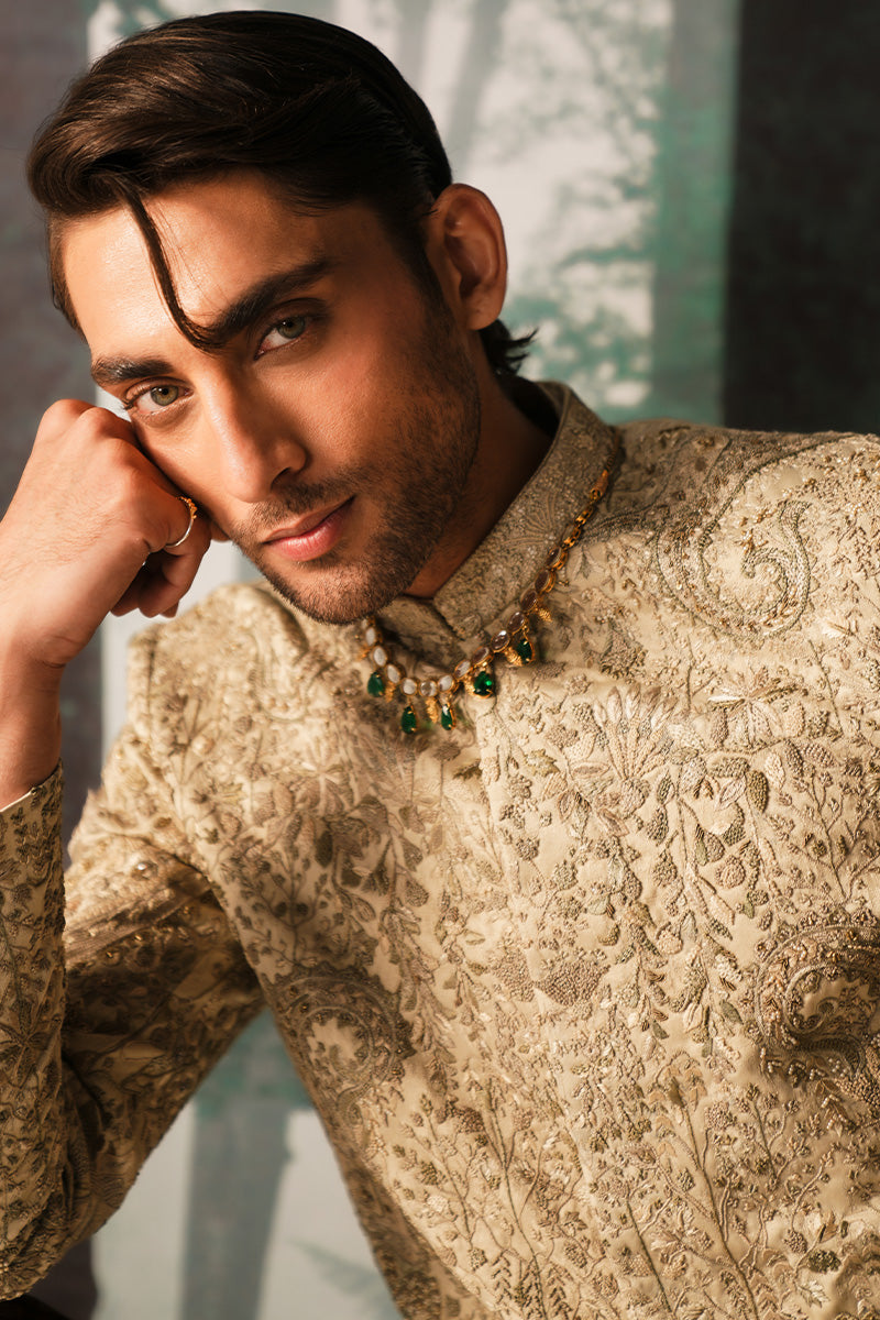 Republic By Omar Farooq | Sherwani Couture | 'Rustam' Ivory Hand Embroidered Sherwani -  Republic by Omar Farooq SHERWANI COUTURE - Original Designer Dress - House of Maryam