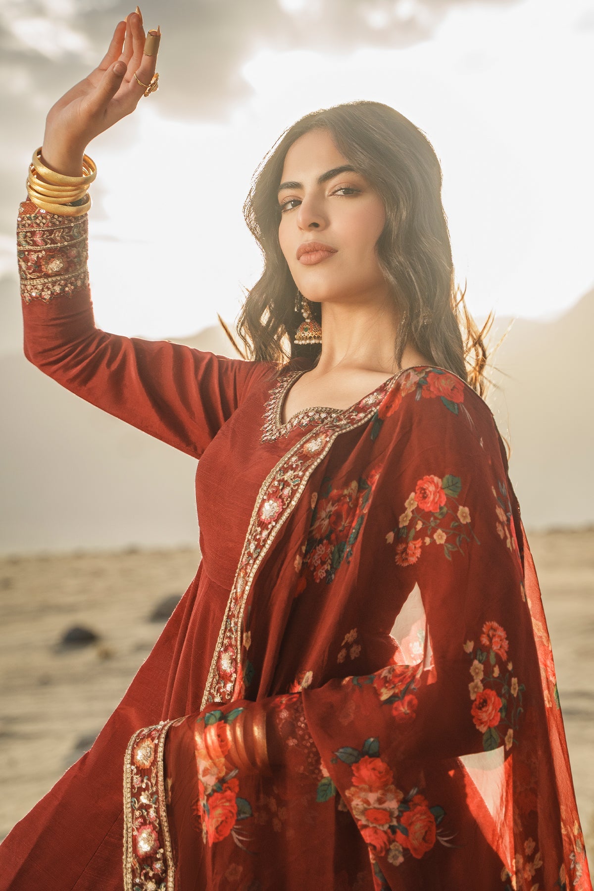 Charizma | Festive Pret | 3 Pcs Stitched Raw Silk Pishwas CMA-6-430-Mehroon, image 2