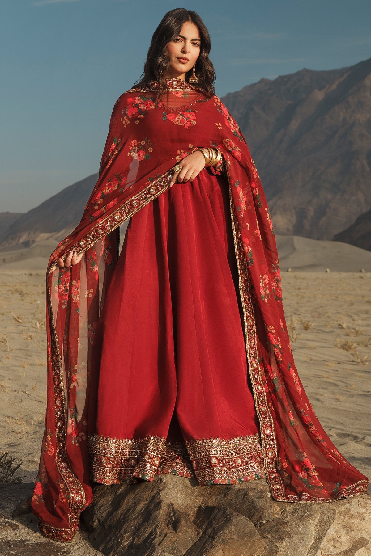Charizma | Festive Pret | 3 Pcs Stitched Raw Silk Pishwas CMA-6-430-Mehroon