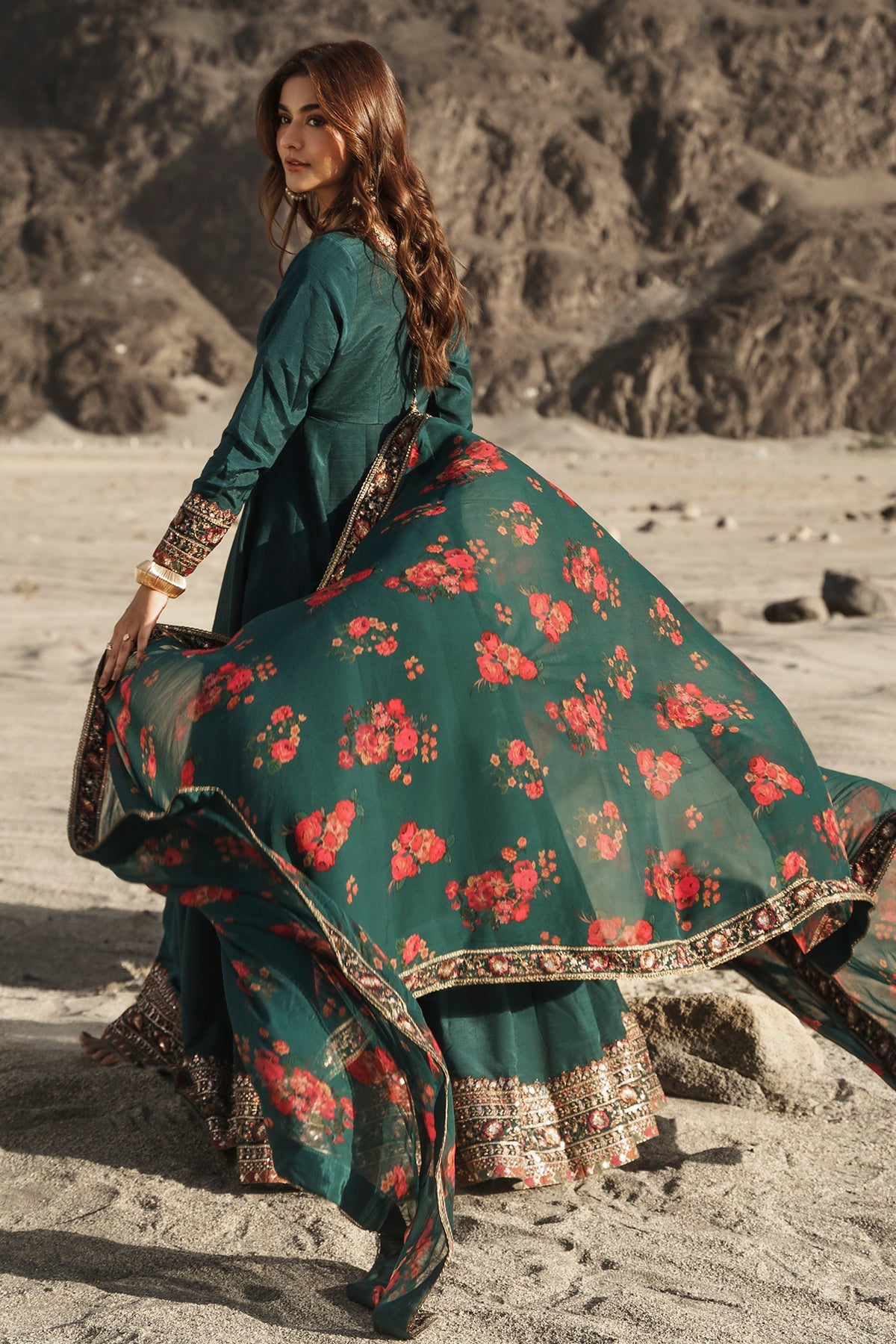 Charizma | Festive Pret | 3 Pcs Stitched Raw Silk Pishwas CMA-6-430-T-Green, image 2