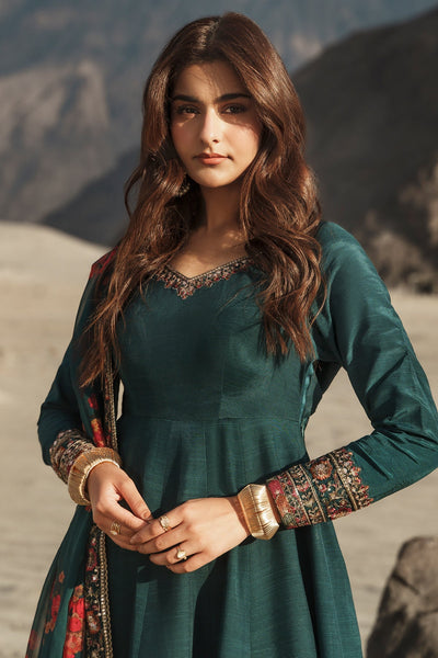 Charizma | Festive Pret | 3 Pcs Stitched Raw Silk Pishwas CMA-6-430-T-Green