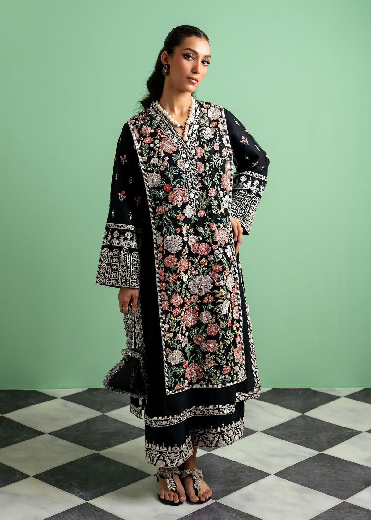 Mahgul | Echoes of Elara | Midnight Meadow -  Mahgul Ladies Clothes - Original Designer Dress - House of Maryam