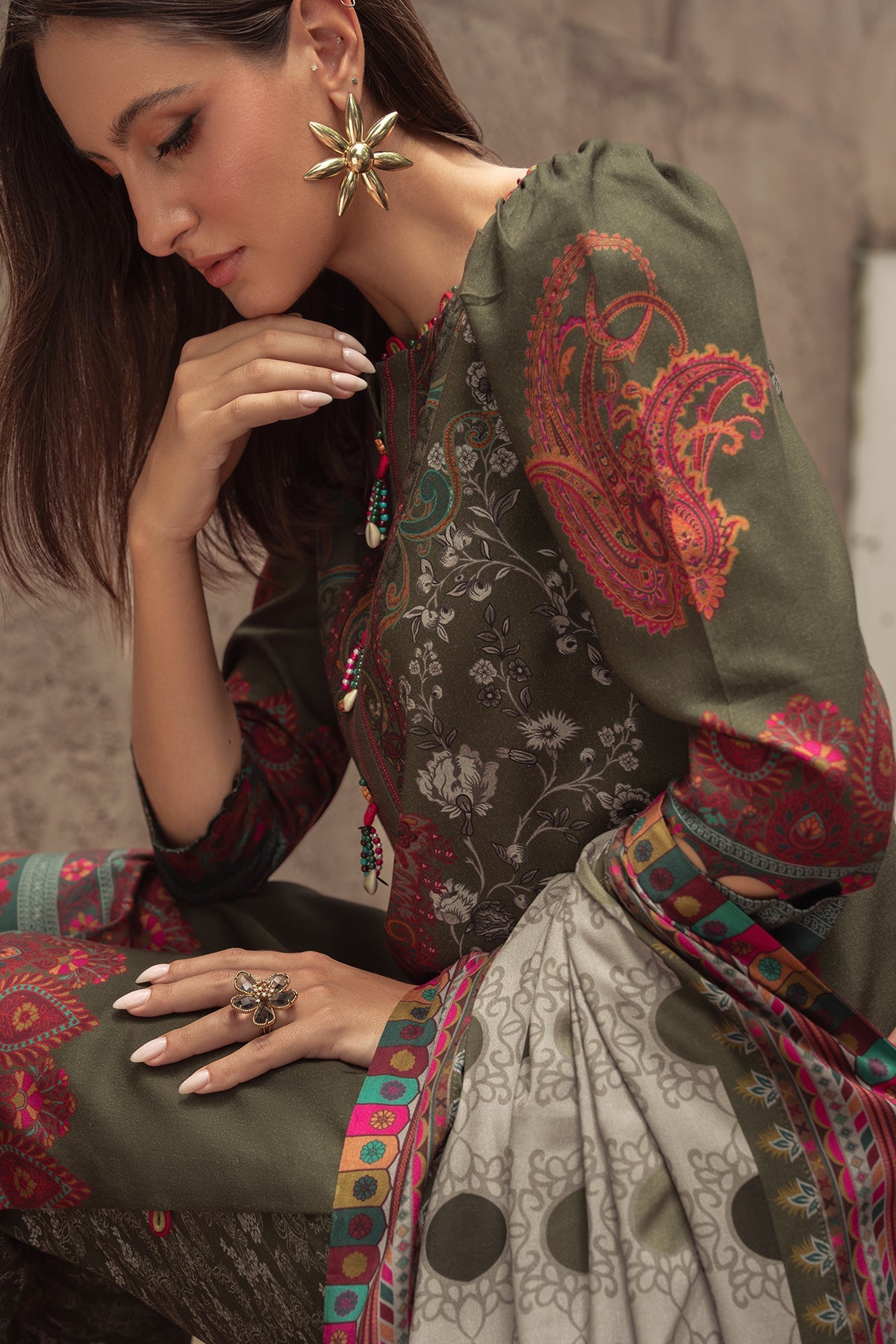 Charizma | C Prints Winter 25 |  3-PC Unstitched Printed Linen Collection CPW5-05, image 3