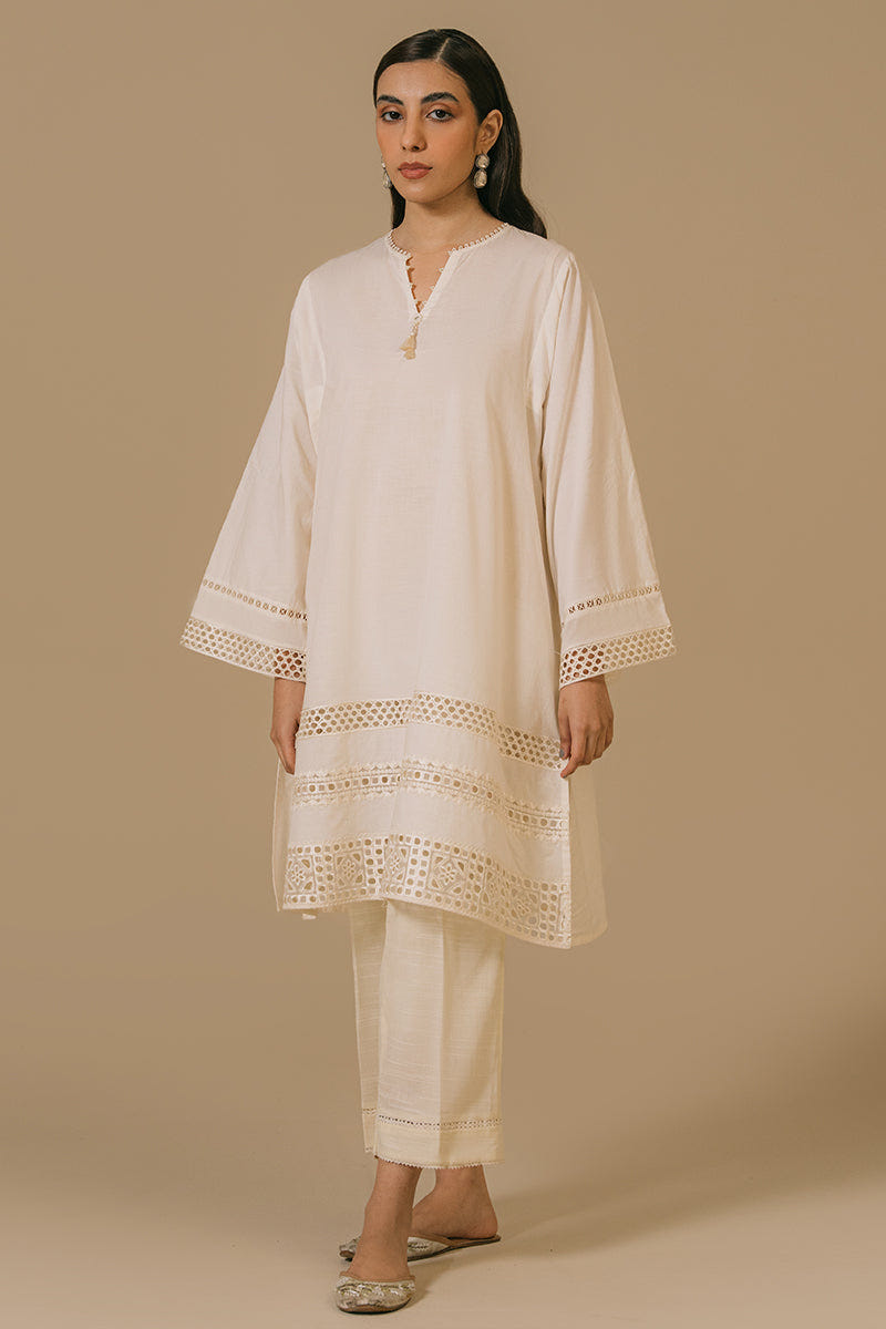 Cross Stitch | Basic Pret | Ivory Mist-Lawn Embroidered Shirt