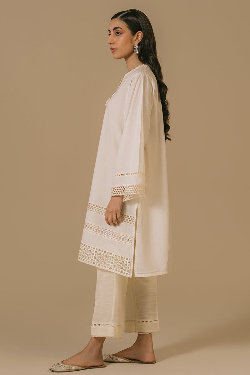 Cross Stitch | Basic Pret | Ivory Mist-Lawn Embroidered Shirt-3